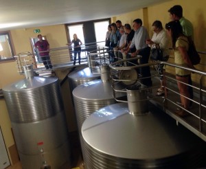 imagen de las visitas en plena vendimia .
