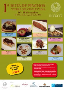 Imagen cartel Tierra del Cigales. Los productos elaborados en la Ruta del Vino Cigales son protagonistas en la I Ruta de Pinchos “Tierra del Cigales”