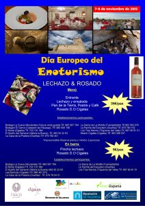 Imagen. Cartel Lechazo y Rosado, Día Europeo del Enoturismo. Ruta del Vino Cigales 