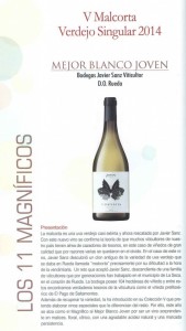 malcorta Imagen. Malcorta 2014, mejor vino blanco joven