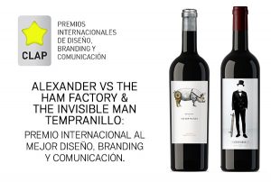 Imagen. Los vinos Alexander Vs The Ham Factory y The Invisible Man, Premio Internacional al mejor Diseño, Branding y Comunicación.