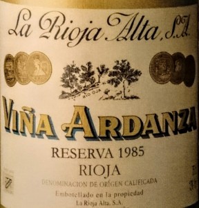 Viña Ardanza Imagen. Antigua etiqueta de Viña Ardanza 2005.