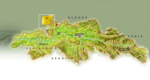 Mapa de la DO Ribera del Duero, obtenido de su página web. Mapa de la DO Ribera del Duero, obtenido de su página web.