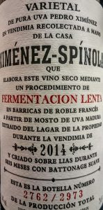 Imagen. Ximénez Spínola Fermentación Lenta 2014