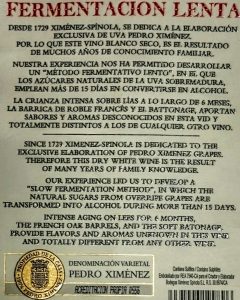 Imagen. Denominación Varietal Pedro Ximénez. Acreditación Propia.