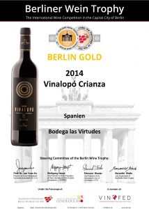 Vinalopó Crianza de Villena medalla de oro en la Berliner Wine Trophy Vinalopó Crianza de Villena medalla de oro en la Berliner Wine Trophy